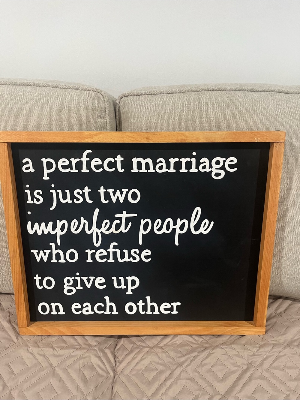 Wood Framed Black Quote Wall Sign - White Lettering